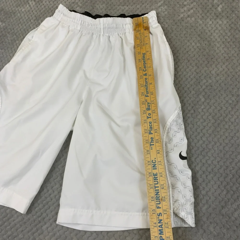 Nike LeBron Basketball Shorts Mens S White Gray Dri-FIT 451127-100 Crown Logo